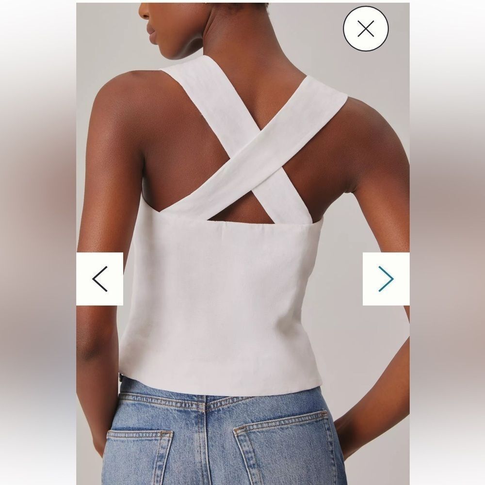 By Anthropologie Reformation Kimberly Linen Top in White Size 12 - Picture 3 of 6